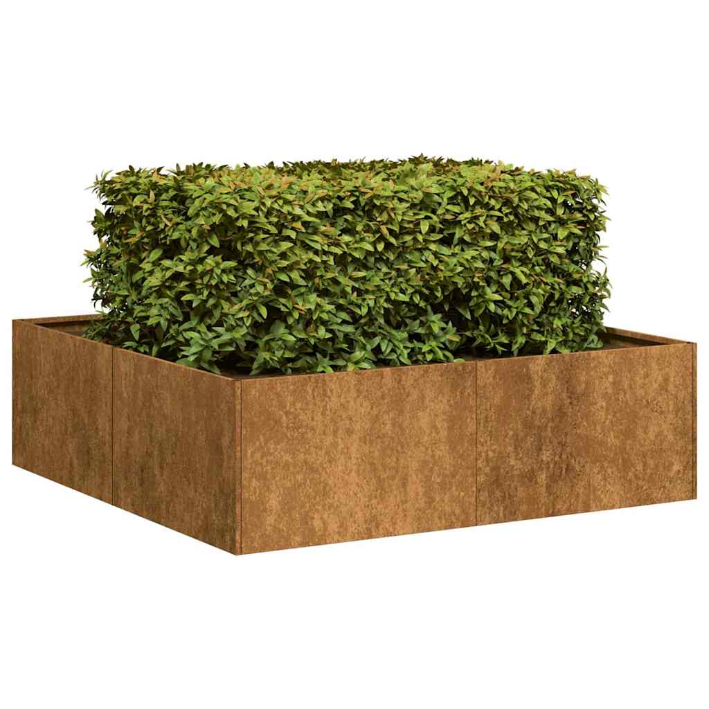 Fioriera Arrugginita 100x100x30 cm in Acciaio Corten 860814