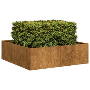 Fioriera-Vaso-Contenitore per Piante Arrugginita 100x100x30 cm in Acciaio Corten