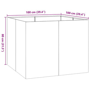 Fioriera-Vaso-Contenitore per Piante Verde Oliva 100x100x80 cm in Acciaio