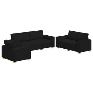 Set di divani con cuscino 3 pcs Nero 220 x 78 x 84 cm Tessuto 3324611