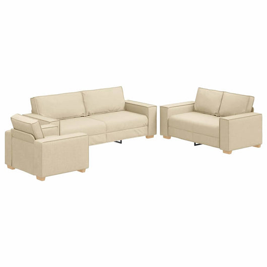 Set di divani con cuscino 3 pcs Crema 220 x 78 x 84 cm Tessuto 3324616