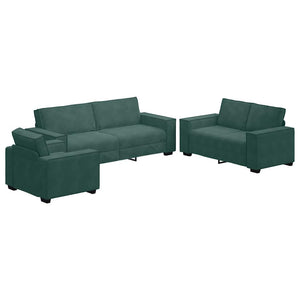 Set di Divani 3 pz con Cuscini Verde scuro in Velluto 3324620