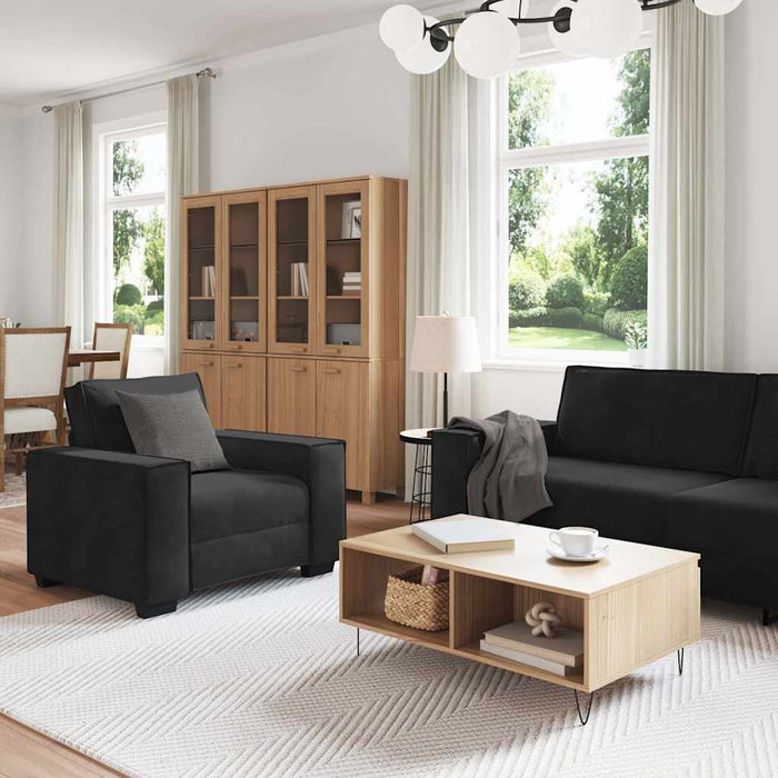 vidaXL Set di Divani 3 pz con Cuscini Nero in Velluto