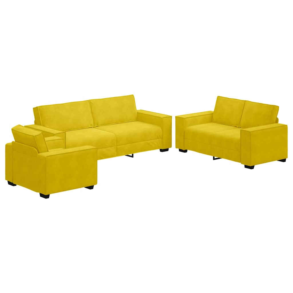 Set di Divani 3 pz con Cuscini giallo in Velluto 3324624