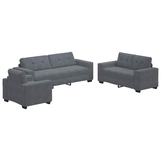 Set di divani con cuscino 3 pcs Grigio 221 x 78 x 80 cm Velluto 3324640