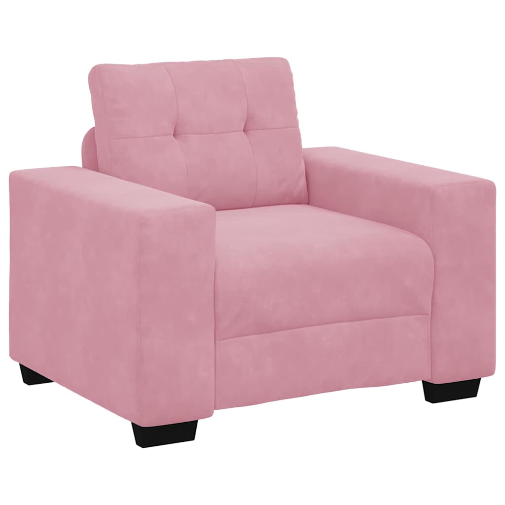vidaXL Set di divani con cuscino 3 pcs Rosa 221 x 78 x 80 cm Velluto