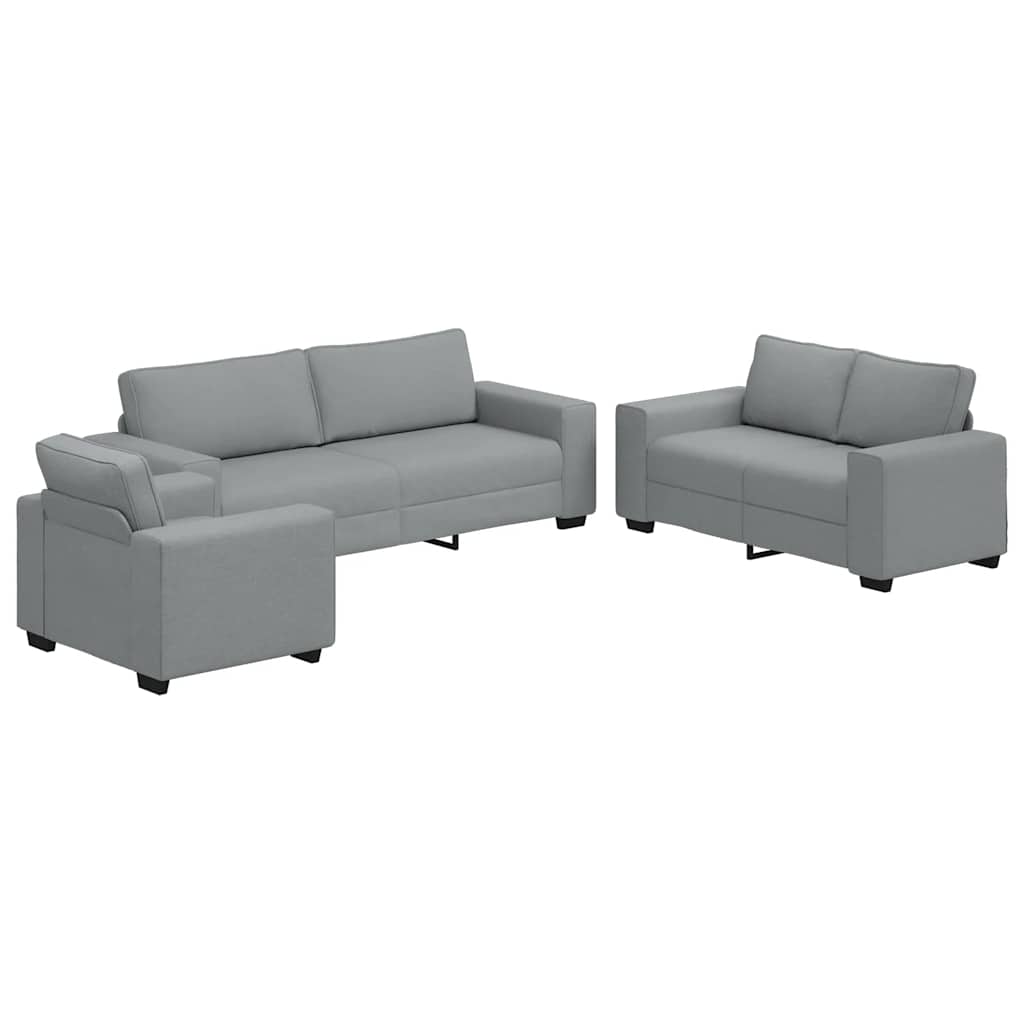 Set di Divani 3 pz con Cuscini Grigio Chiaro in Tessuto 3324649
