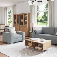 Divano 3 pcs Grigio chiaro Tessuto misto lino 3324658