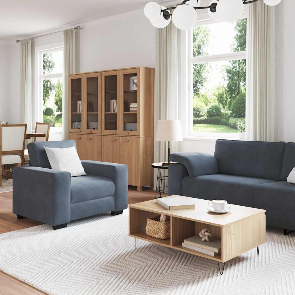 Set di Divani 3 pz con Cuscini Grigio Scuro in Velluto 3324668