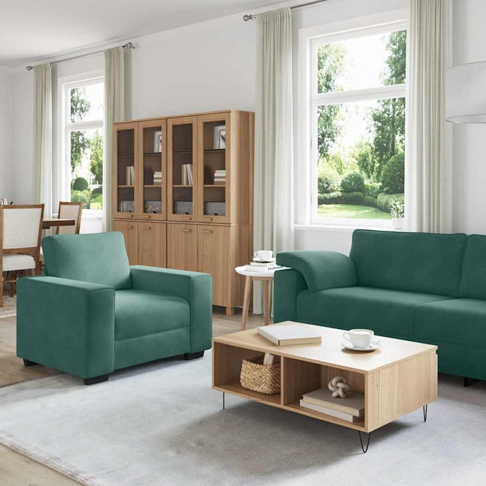 vidaXL Set di Divani 3 pz con Cuscini Verde scuro in Velluto