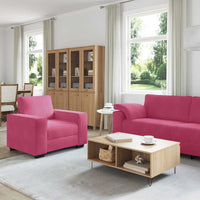 Set di Divani 3 pz con Cuscini Rosso Vino in Velluto