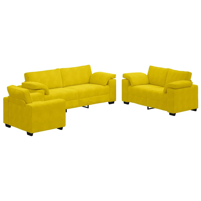 Set di Divani 3 pz con Cuscini giallo in Velluto 3324673