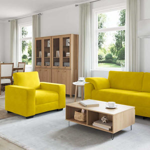 Set di Divani 3 pz con Cuscini giallo in Velluto