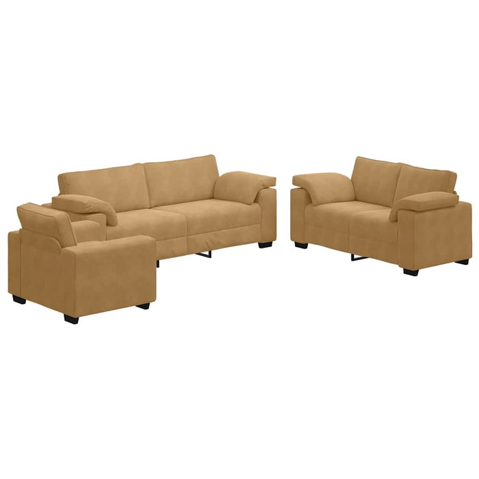 vidaXL Set di Divani 3 pz con Cuscini Marrone in Velluto