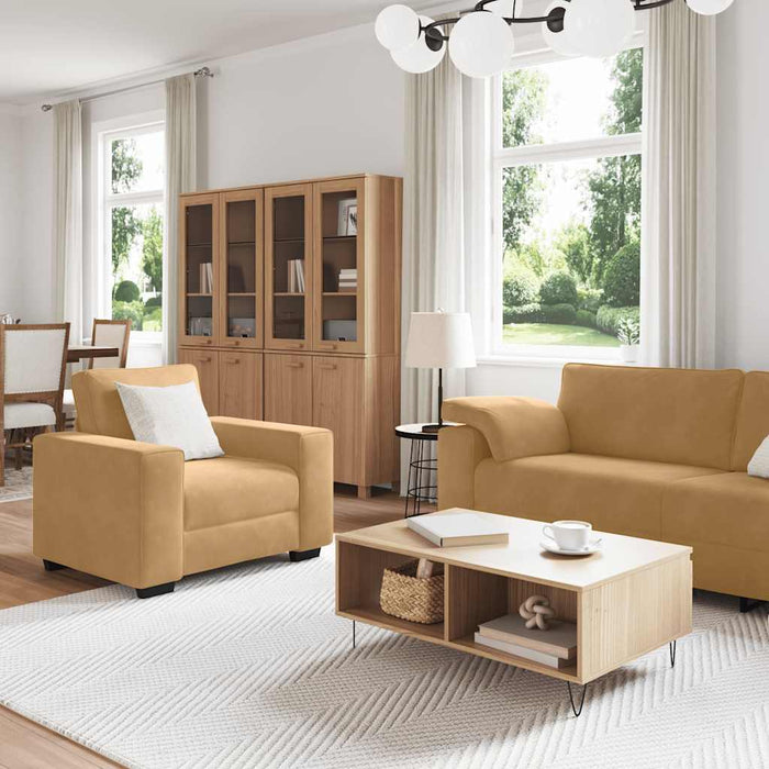 Set di Divani 3 pz con Cuscini Marrone in Velluto 3324674