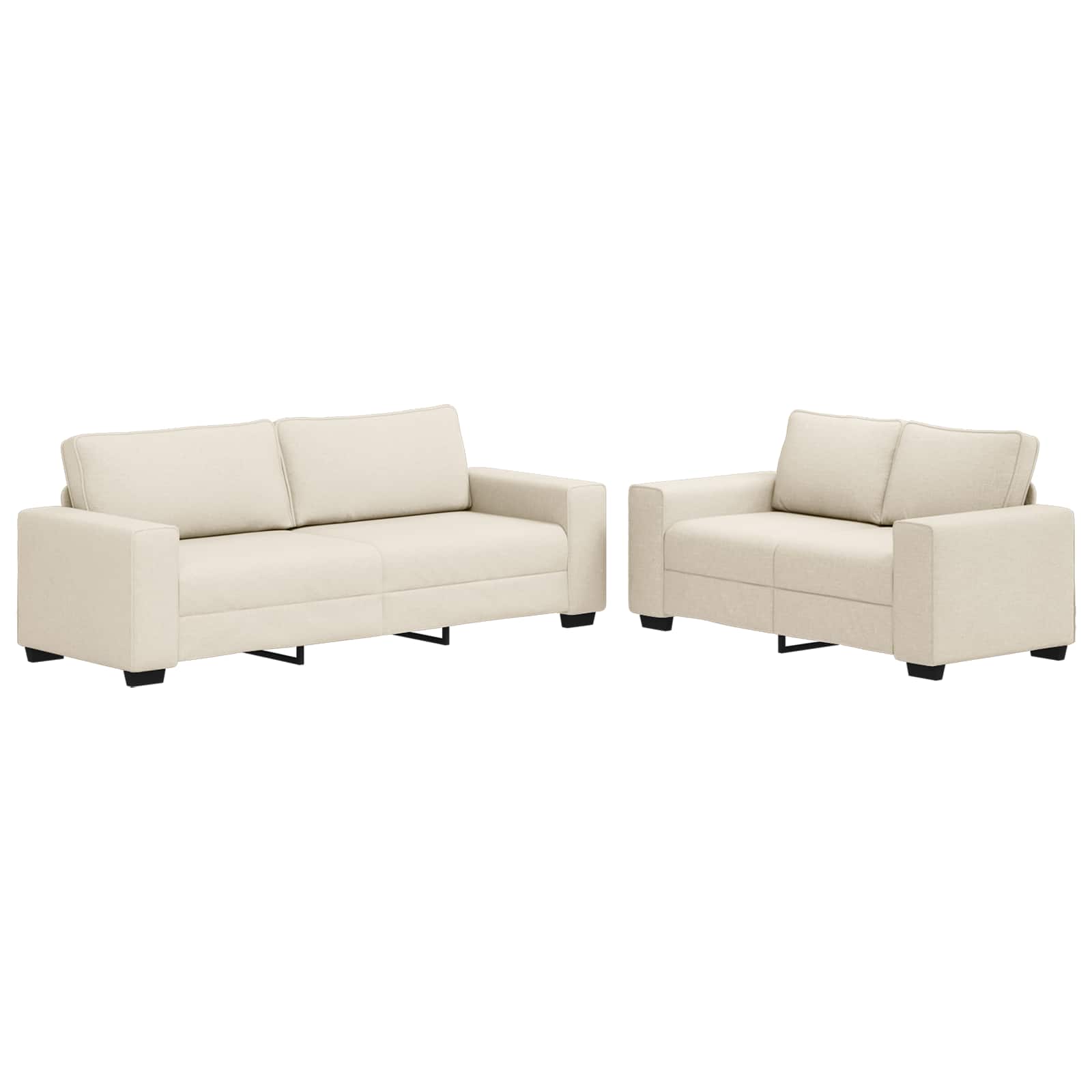 Divano 2 pcs Beige Tessuto misto lino 3324688