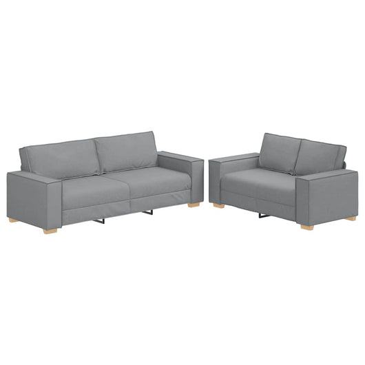 Set di Divani 2 pz con Cuscini Grigio Chiaro in Tessuto 3324691