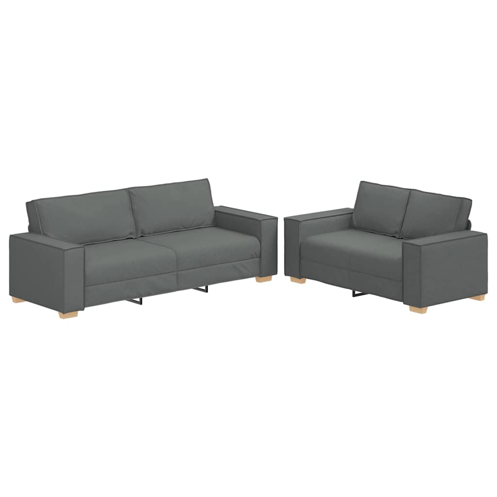 Set di Divani 2 pz con Cuscini Grigio Scuro in Tessuto 3324692