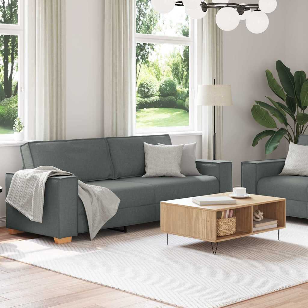 Set di Divani 2 pz con Cuscini Grigio Scuro in Tessuto