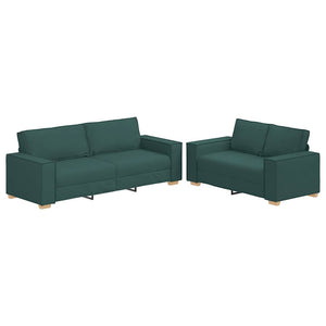Set di Divani 2 pz con Cuscini Verde scuro in Tessuto 3324696