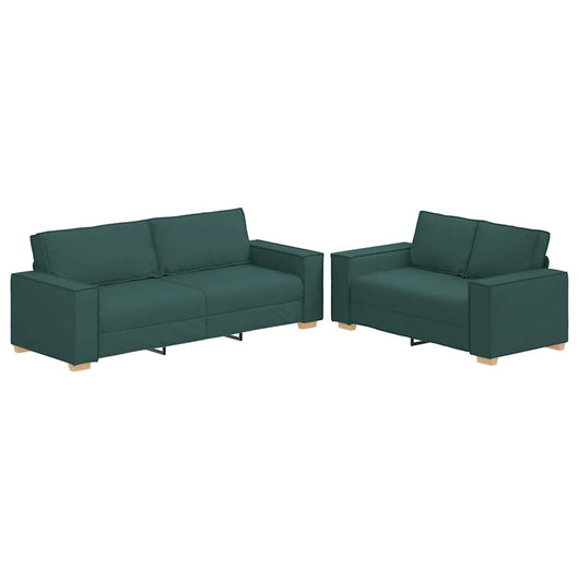 Set di Divani 2 pz con Cuscini Verde scuro in Tessuto 3324696
