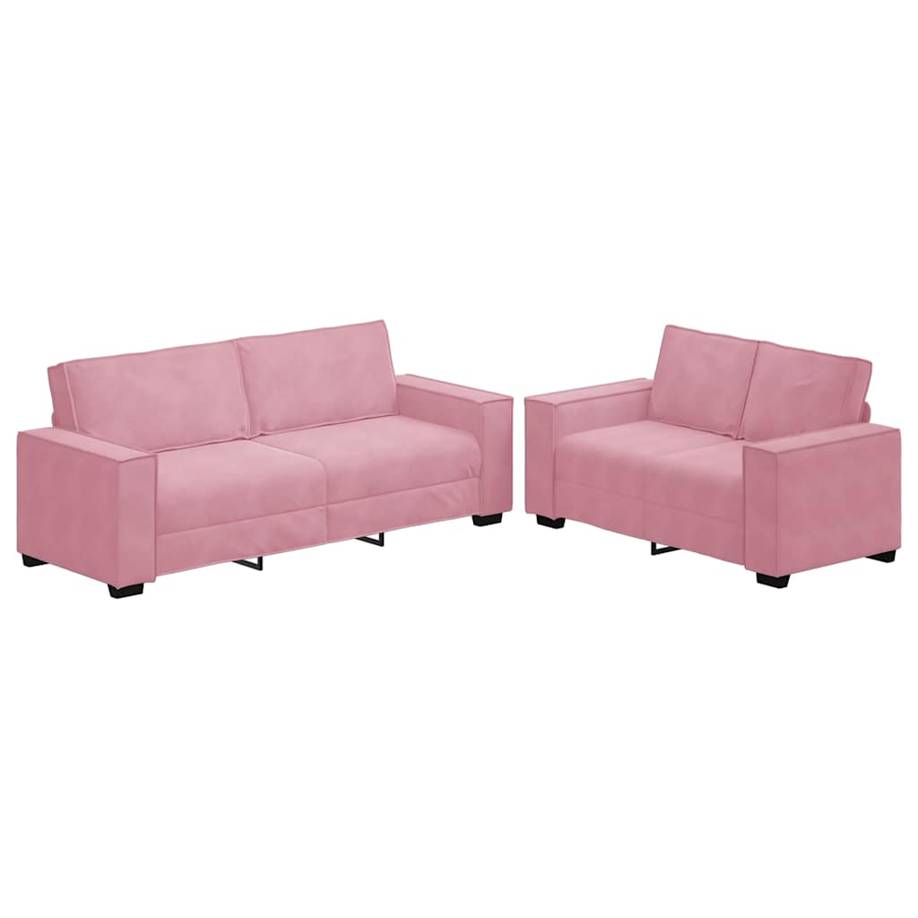 Set di Divani 2 pz con Cuscini rosa in Velluto 3324703