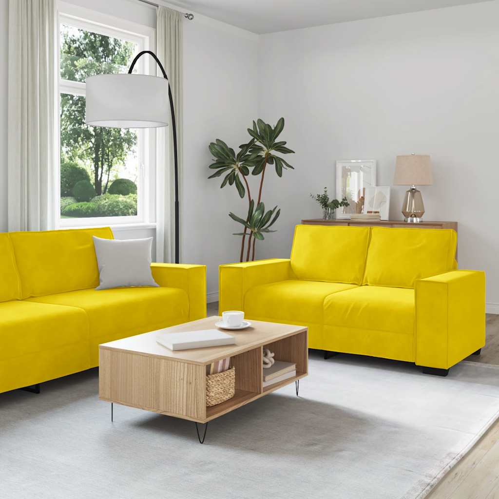 vidaXL Set di Divani 2 pz con Cuscini giallo in Velluto