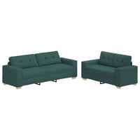 Divano 2 pcs Verde Tessuto misto lino 3324715