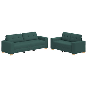 Divano 2 pcs Verde Tessuto misto lino 3324715