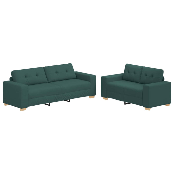 Divano 2 pcs Verde Tessuto misto lino 3324715