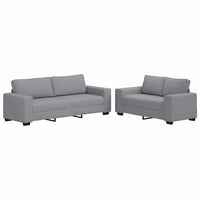 Set di Divani 2 pz con Cuscini Grigio Chiaro in Tessuto 3324731