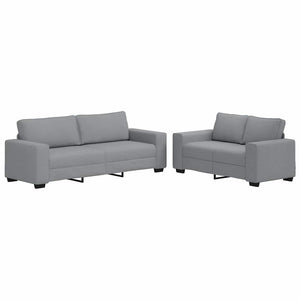 Set di Divani 2 pz con Cuscini Grigio Chiaro in Tessuto 3324731