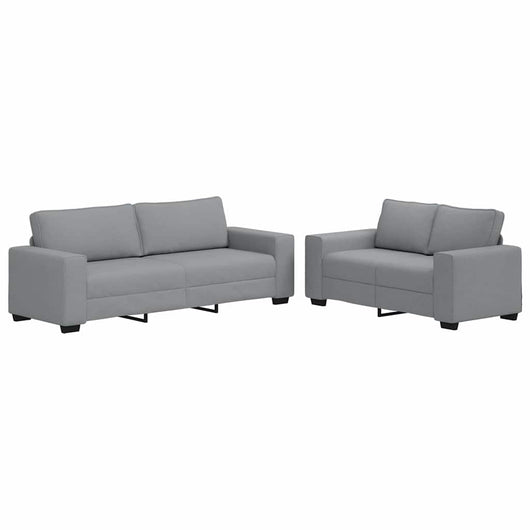 Set di Divani 2 pz con Cuscini Grigio Chiaro in Tessuto 3324731