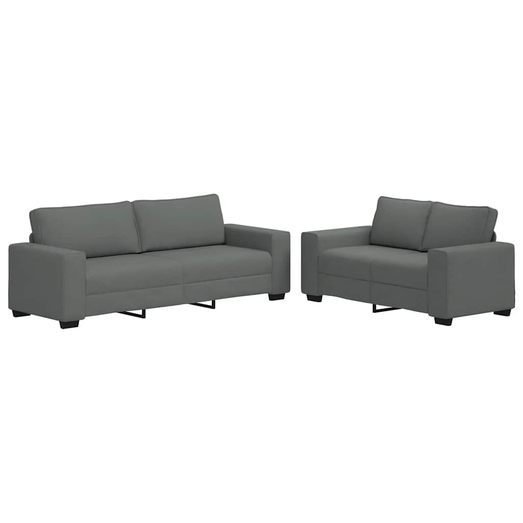 Set di Divani 2 pz con Cuscini Grigio Scuro in Tessuto 3324732