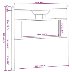Testiera Rovere Fumo 75 cm in Legno Multistrato e Acciaio 4106769