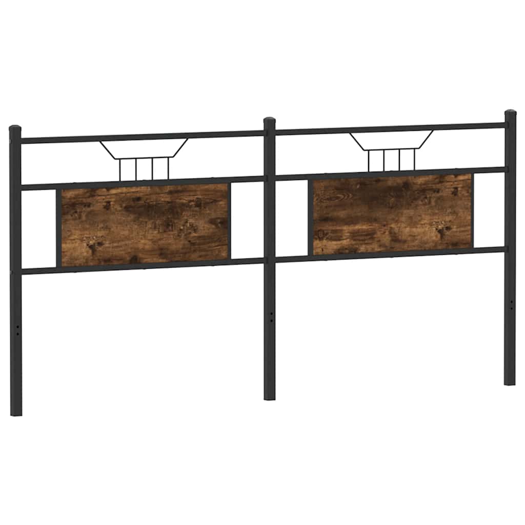 Testiera Rovere Fumo 180 cm in Legno Multistrato e Acciaio 4106779