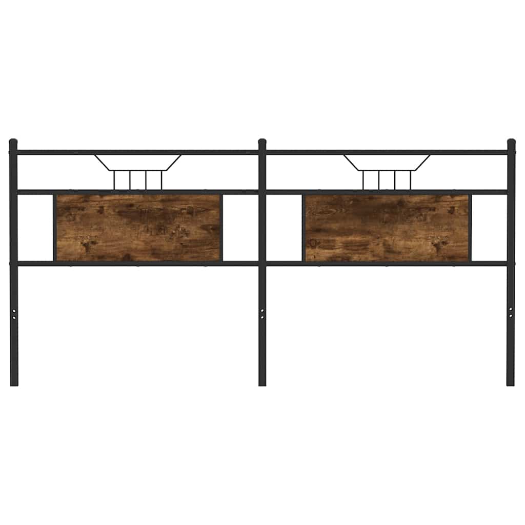 Testiera Rovere Fumo 180 cm in Legno Multistrato e Acciaio 4106779