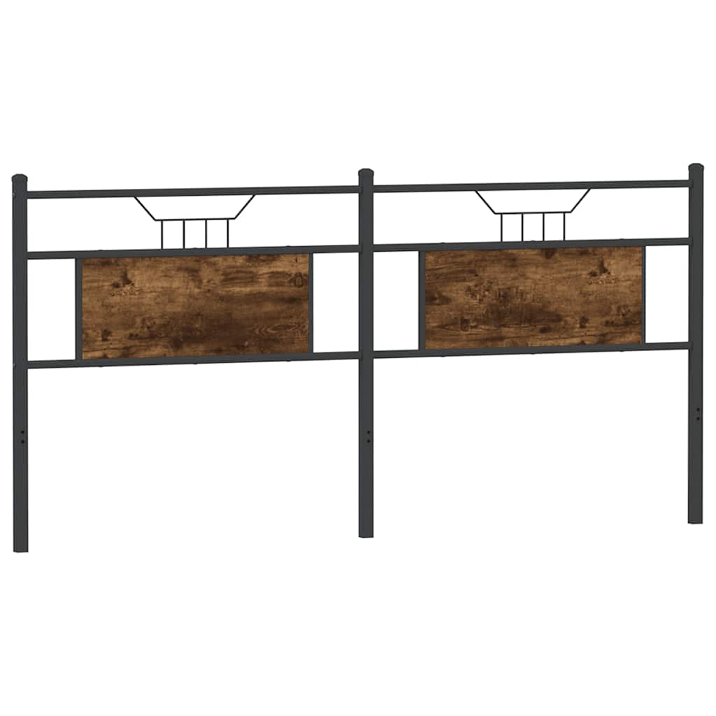 Testiera Rovere Fumo 180 cm in Legno Multistrato e Acciaio 4106779