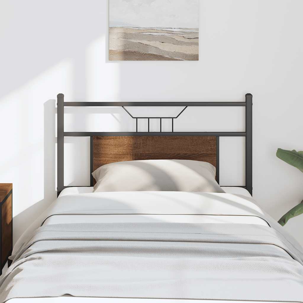 Testiera Rovere Marrone 75 cm in Legno Multistrato e Acciaio 4106867