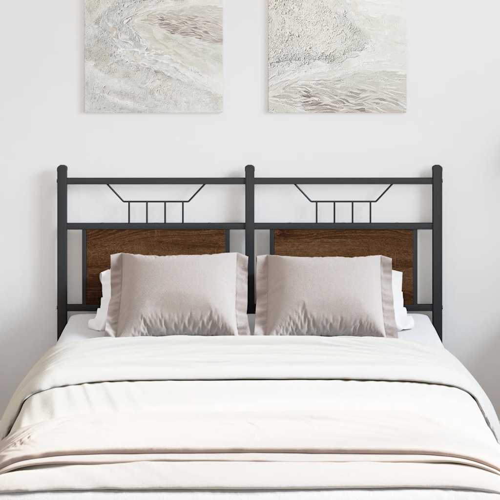 Testiera Rovere Marrone 120 cm in Legno Multistrato e Acciaio 4106872