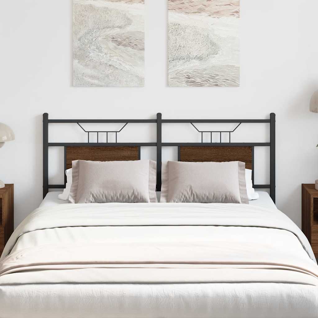 Testiera Rovere Marrone 137 cm in Legno Multistrato e Acciaio 4106873