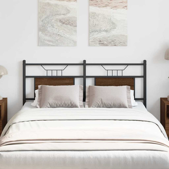 Testiera Rovere Marrone 137 cm in Legno Multistrato e Acciaio 4106873