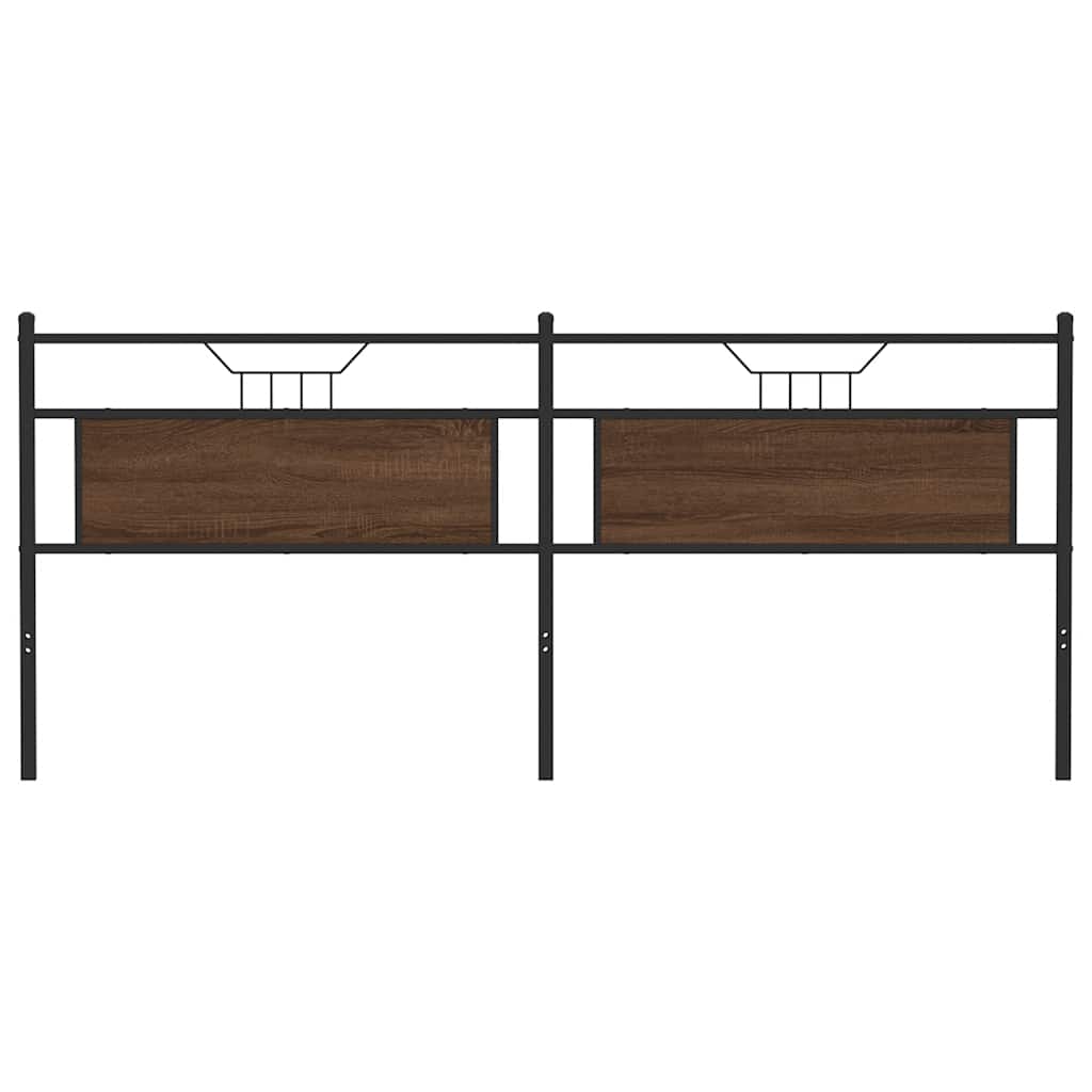 Testiera Rovere Marrone 193 cm in Legno Multistrato e Acciaio 4106878