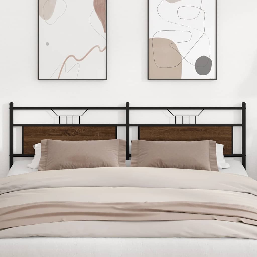 Testiera Rovere Marrone 193 cm in Legno Multistrato e Acciaio 4106878