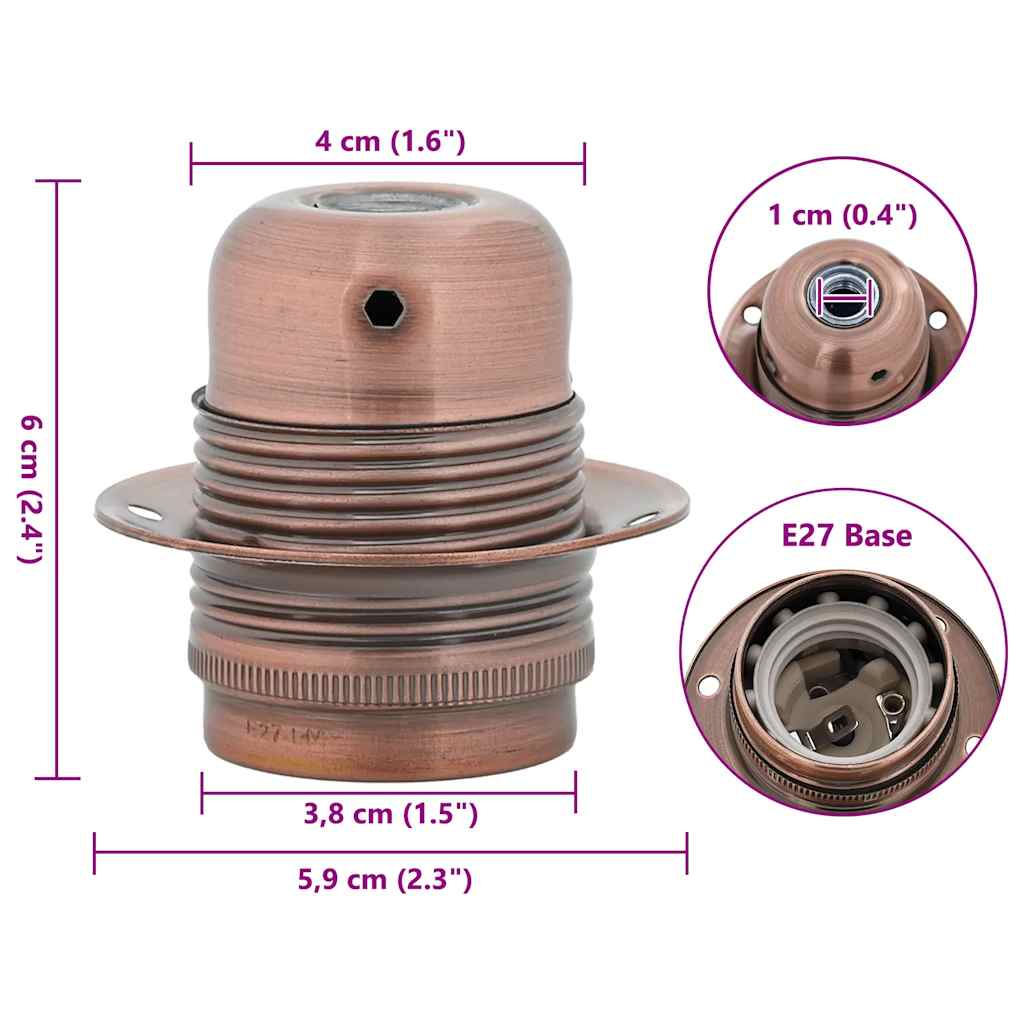 Portalampade 2 pz Rosso Bronzo E27 4106519