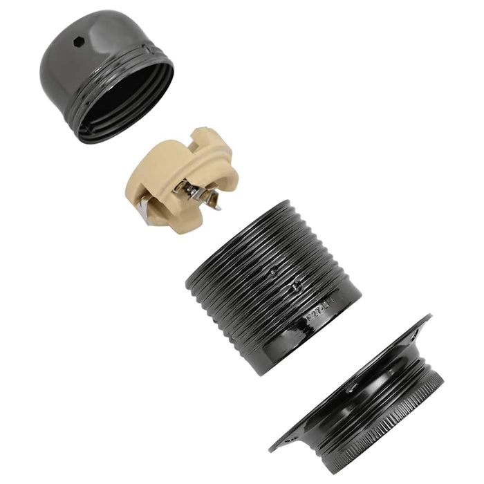 Portalampade 2 pz Nero Lucido E27 4106523