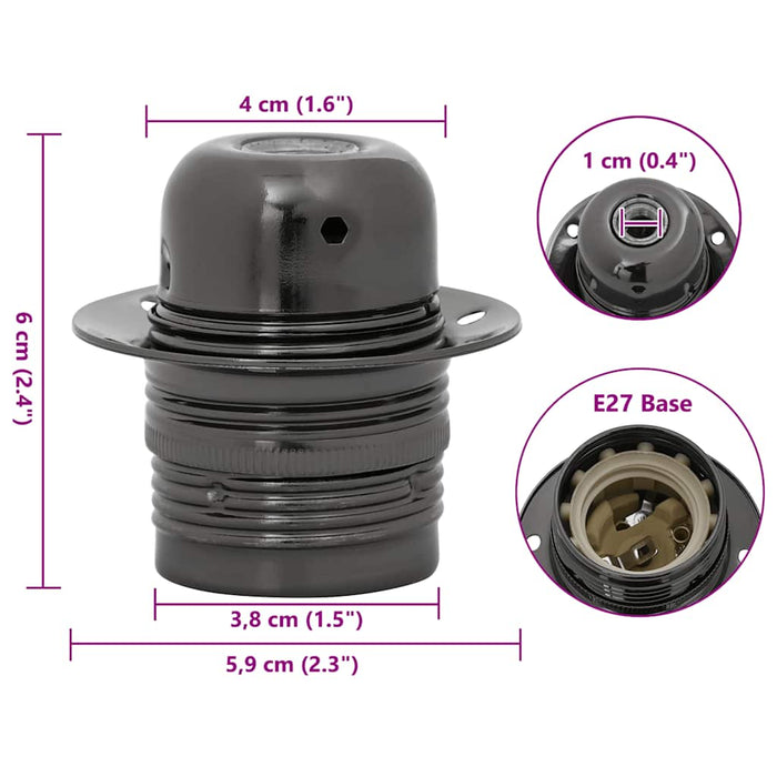 Portalampade 2 pz Nero Lucido E27 4106523