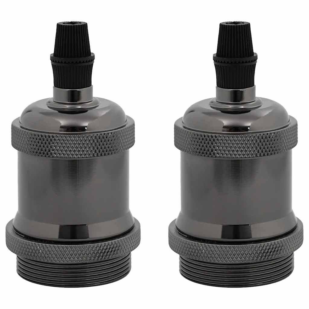 Portalampade 2 pz Nero Lucido E27 4106528