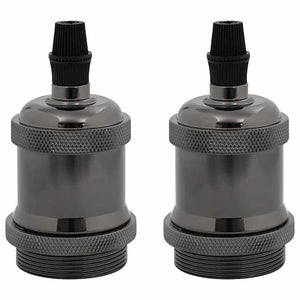 Portalampade 2 pz Nero Lucido E27