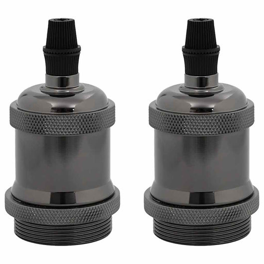 Portalampade 2 pz Nero Lucido E27